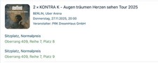 Kontra K Konzertkarten Berlin 27.11.25, 2Stück
