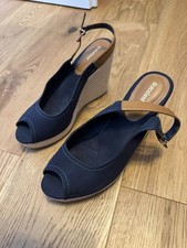Damen Peeptoe mit Keilabsatz Graceland Größe 41 dunkelblau offener Zeh Sandale