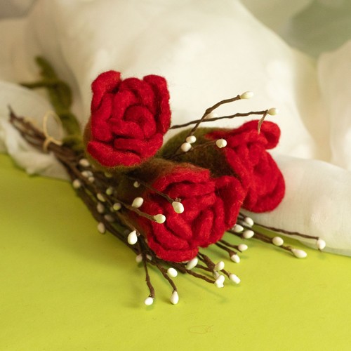Filzblumen rote rosen - rote,