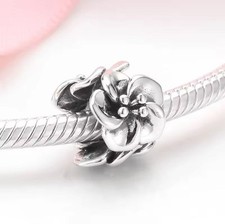 Charm Perle Blume Blüte Ring Bead 925 Silber  - Anhänger für Pandora Armband