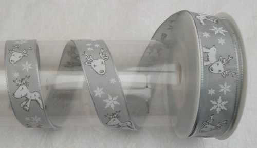 Dekoband silber mit elchen und - mit,