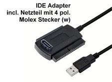 IDE Festplatten Adapter + Netzteil mit 4 pol. Molexstecker