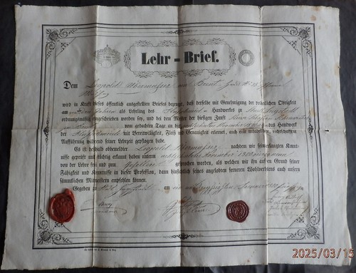 Alter lehrbrief hufschmied mit - hufschmied,
