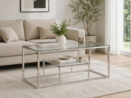 Salontisch glas silber - salontisch,