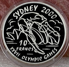 Kongo 10 Franken 1999 Silber PP Olympia Sidney 2000 Ag 0,925, 25,3g