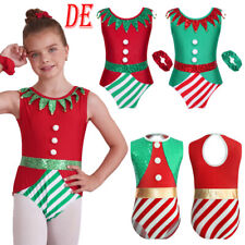 DE Kinder Turnanzug Gymnastikanzug Weihnachten Body Overall Trikot Leotard Show