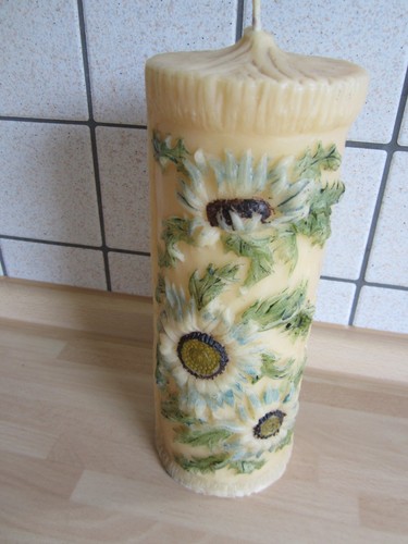 Beige motivkerze 25cm hoch mit - beige,