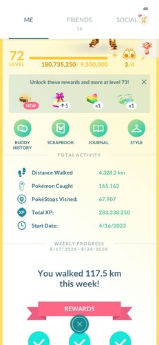 Pokémon account level - account, 72