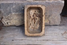 größere antike Butterform Buttermodel / handgeschnitzt Maiglöckchen / 1880 - 190