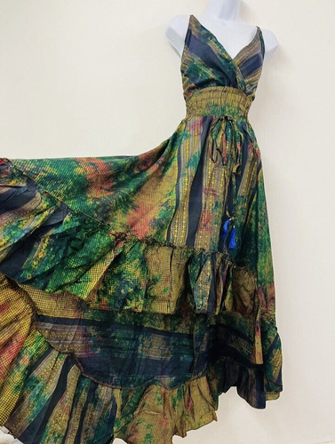 Grünes seidenkleid maxi lang - seidenkleid,