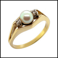 14K 585 Gold Perlen Ring RG 55