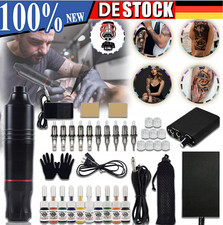 Tattoo Maschine Set Profi, Rotary Wireless Tattoo Pen Gun Kit mit 10 Tinte DE