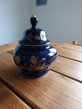 Dose Aufbewahrung Blau Gold Porzellan  Vintage Mit Deckel