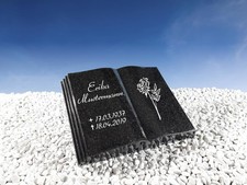 Grabstein Buch Schwarzer Granit 40x30x7 cm inklusive Gravur …