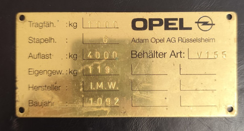 Typenschild adam opel - typenschild,