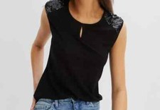 Tank  Top schwarz  Glitzer Pailletten Größe 46 neu