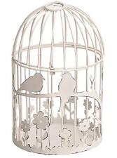 Deko Vogelkäfig weiß - Metallkäfig Voliere Metall rund befüllbar 12x12x22cm
