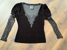 KILLSTAR Samt Longsleeve Shirt Spitze M Neu Gothic Dark Romantic