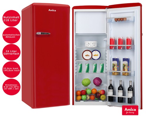 Amica kühlschrank rot 218l - amica,