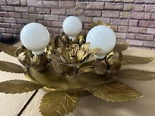 Deckenleuchte Florentiner Art Blumen Blüten Blätter 60er Jahre 3flammig Honsel