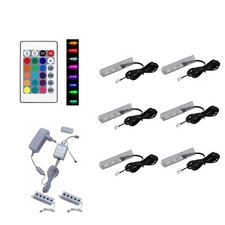 QLS LED RGB 6 Stück Set Glasbodenbeleuchtung Clip 12V Fernbedienung 16 Farben