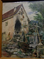 Otto Heinrich Engel 1866-1949 Aquarell Bauernhaus Streitberg Oberfranken 1887