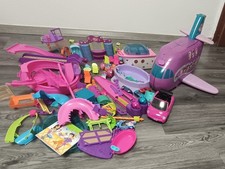 Polly Pocket Konvolut Paket Fahrzeuge Flugzeug Kartbahn Weihnachten
