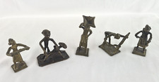 Vintage 5 Afrikanische Messsing / Bronze Figuren Ashanti Skulpturen Afrika Kunst