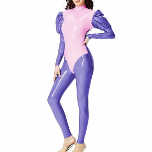Glatte pvc leder unitard - pvc,