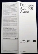 AUDI 100 C4 Avant , auch Quattro und S4,  Preisliste Stand: 09.06.1992