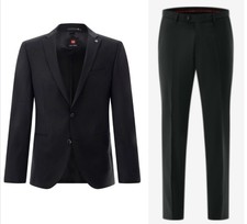 CG CLUB of GENTS Anzug Sakko + Hose Slimfit Schurwolle-Mix schwarz Gr. S