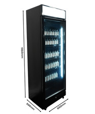 Glastür-Kühlschrank mit Werbe-Display-Aufbau Getränkekühlschrank schwarz black