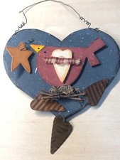 Holzanhänger rustikal mit Vogel Herz ca 15 cm lang