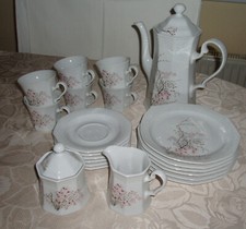 Winterling Röslau Bavaria Kaffeeservice 8-eckig florales Design 21-tlg. 6 Pers.