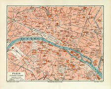 Paris historischer Stadtplan Karte Lithographie ca. 1906 antike Stadtkarte