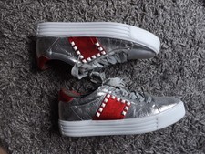 KENNEL&SCHMENGER;SNEAKER;SILBER/ROT;LEDER;LUXUS;GR 6,5;EU 39,5;NW;NP 210€;TOLL!!
