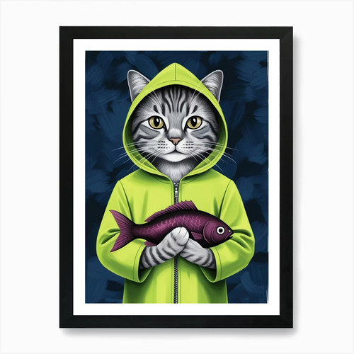 Katze mit fisch - katze,