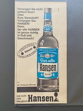 Hansen Rum Flensburg Jamaica Rum Verschnitt 1966 Vintage Ad Werbung Reklame V3