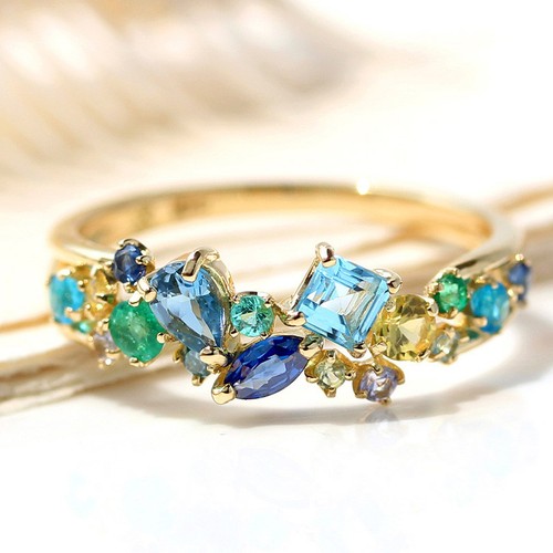 Ring gold blaue grüne steine - ring,