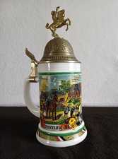 Bierkrug mit Zinndeckel, Erinnerung an meine Dienstzeit, Kaiser Wilhelm - 69