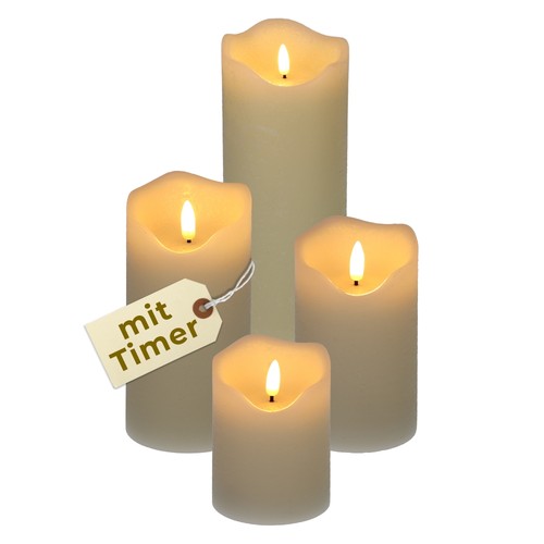 4er set led kerze mit - led,