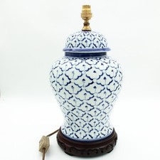 Keramik Tischlampe blau-weiß