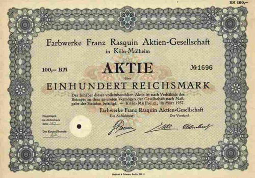 Farbwerke rasquin 1937 - ag,
