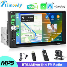 Single 1 DIN 7" DAB+ Autoradio Apple CarPlay BT USB TouchScreen MP5 Player + Kam