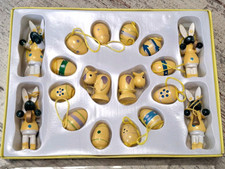 Osterstrauß Deko Set 18 teilig Hasen Eier Küken gelb Ostern Osterdeko Hänger 