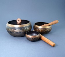 3 Klangschalen 15 cm, 12 cm, 7