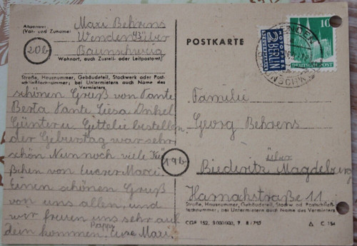 Karte 1949 briefmarke - 12.10.,