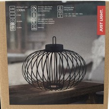 JUST LIGHT LED-Tischleuchte / Akku-Laterne – Schwarz Ø 46 cm × H 37,5 cm