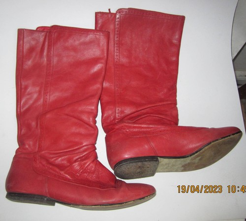 Korallenrote leder stiefel - leder, 37