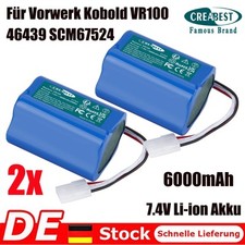2x Für Vorwerk Kobold VR100 46439 SCM67524 Saugroboter 6000mAh 7.4V Li-ion Akku